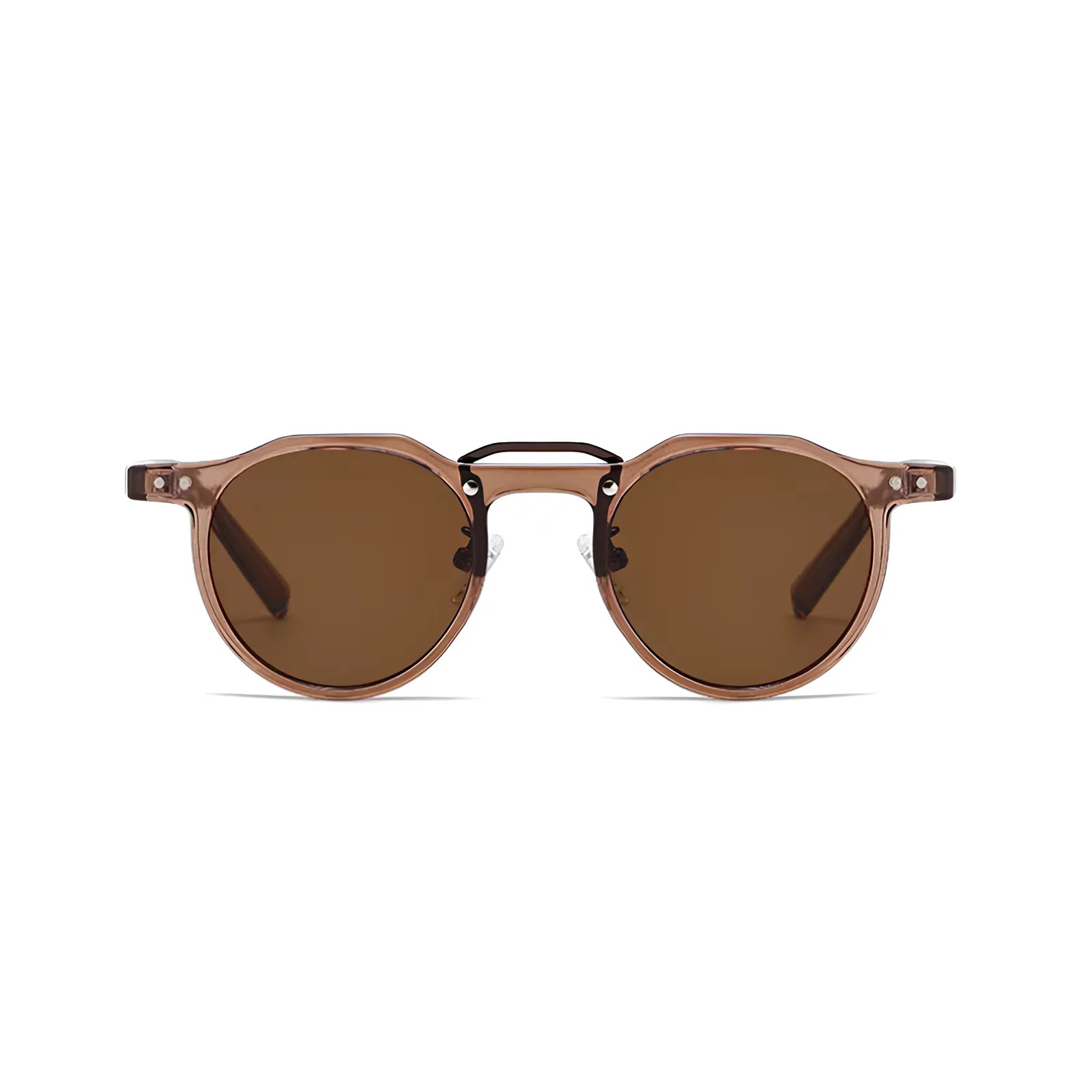 Óculos de sol Paraty redondo retrô marrom de frente