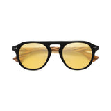 Óculos de sol aviador polarizado Atlas e hastes em bambu natural amarelo d frente