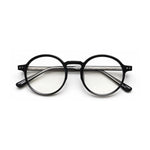 Óculos de grau Flux retrô redondo preto frontal