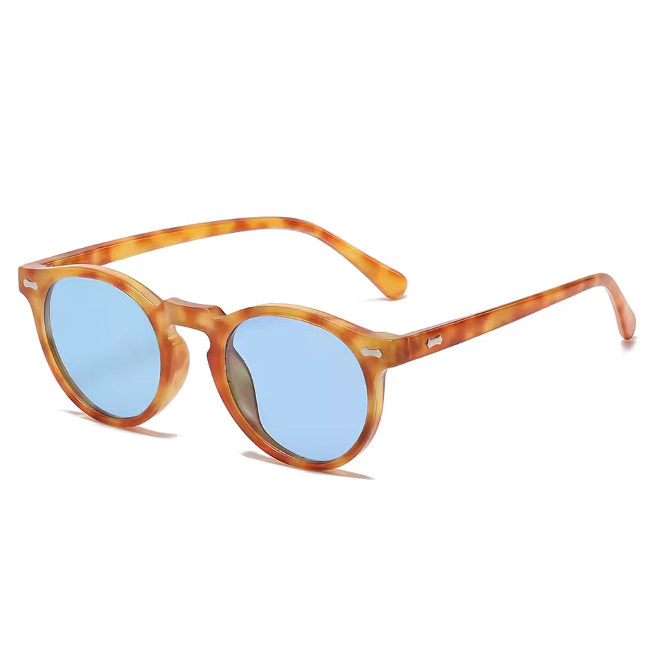 Óculos Ibiza Polarizado – lateral, armação laranja com lentes azuis