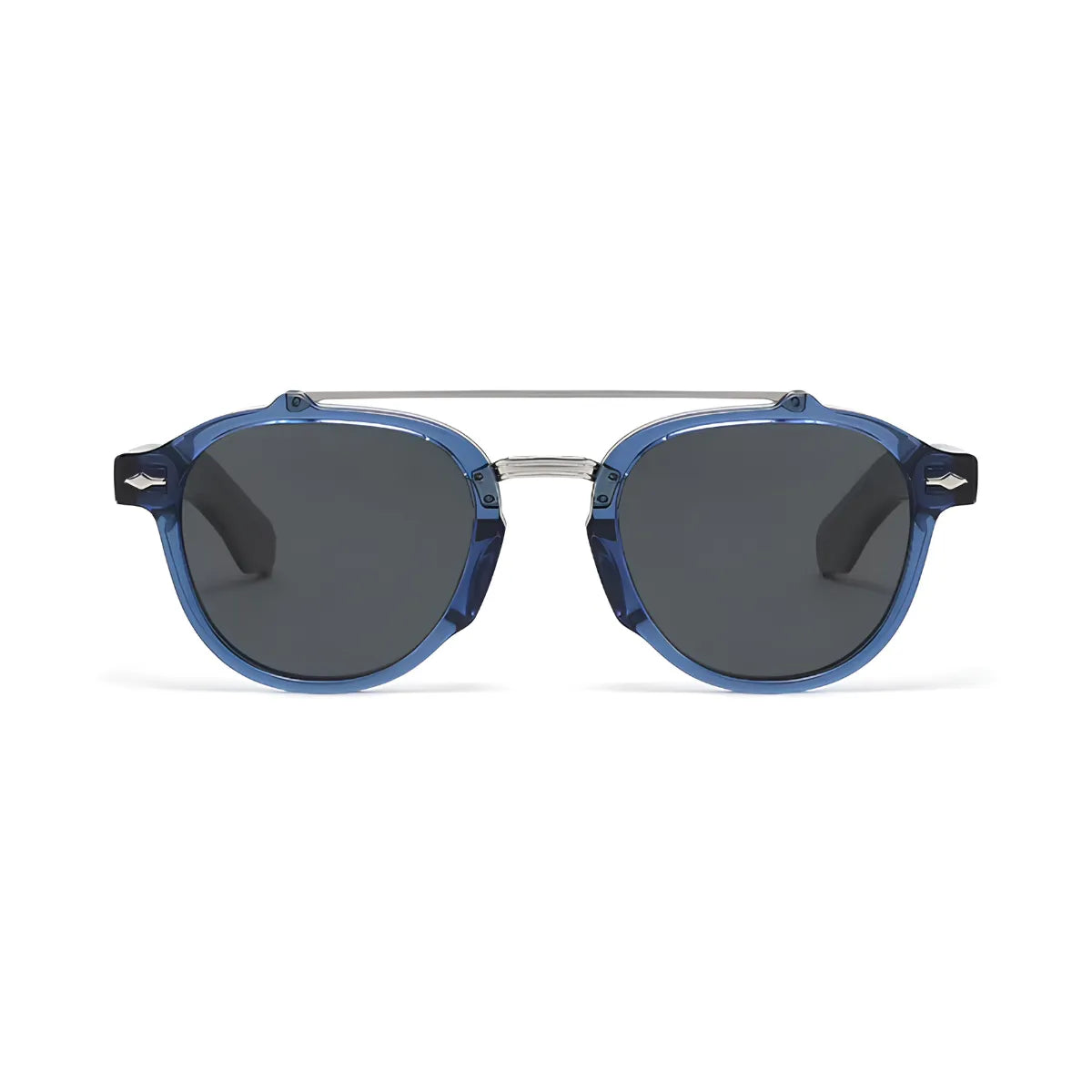 Óculos Cannes Polarizado Azul com Lentes Cinzas Visto de Frente