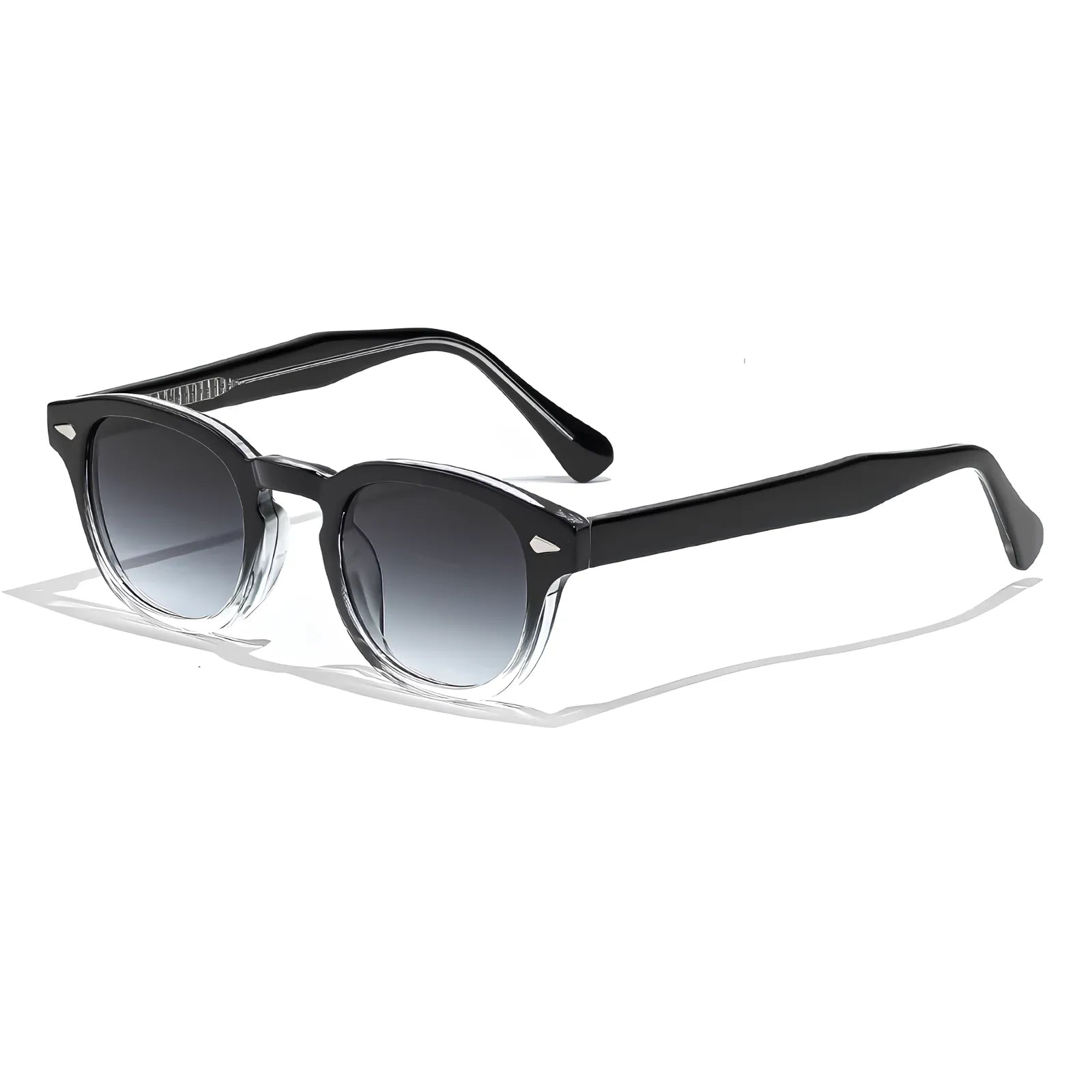 Óculos Maresias – lateral, armação Preta e transparente com lentes Cinzas