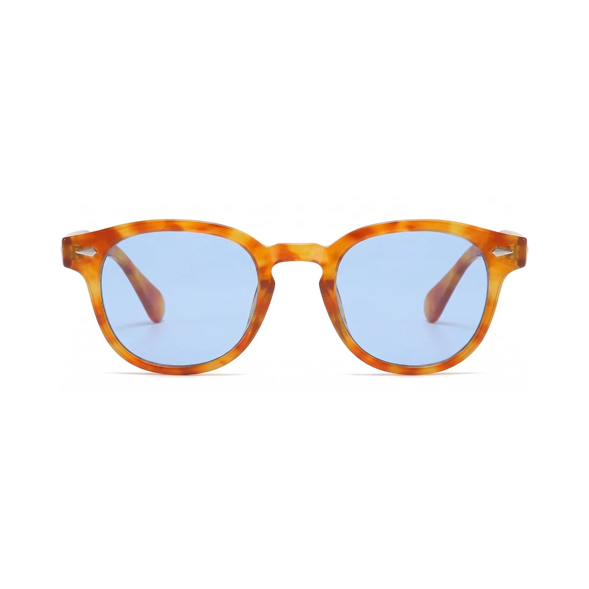 Óculos Riviera UV400 Laranja com Lentes Azuis Visto de Frente