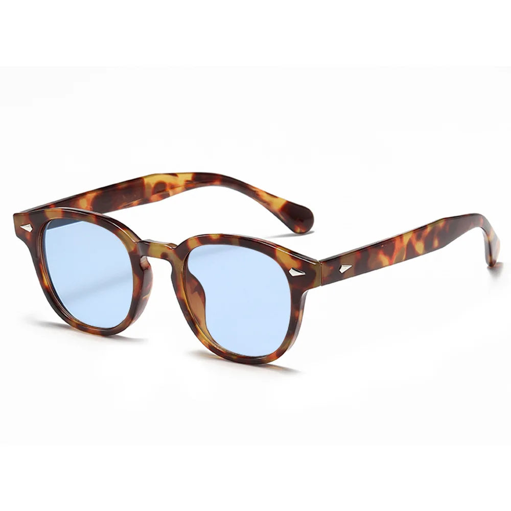 Óculos Riviera UV400 Leopardo com Lentes Azuis Visto de Lado