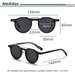 Medidas Óculos de sol Paraty redondo retrô