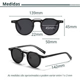 Medidas Óculos de sol Paraty redondo retrô