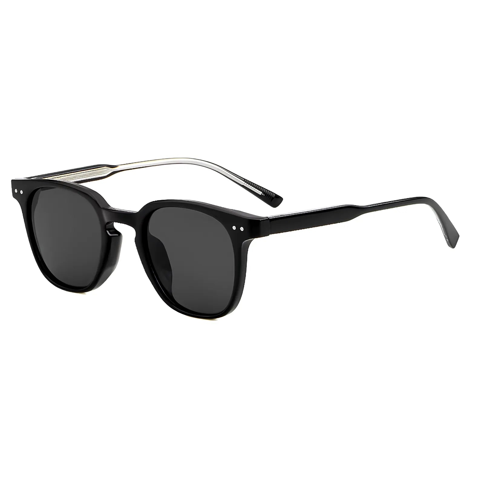 Óculos de sol redondo Pipa com armação leve e proteção UV400 preto - Lateral