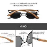 Óculos Round Wood Polarizado