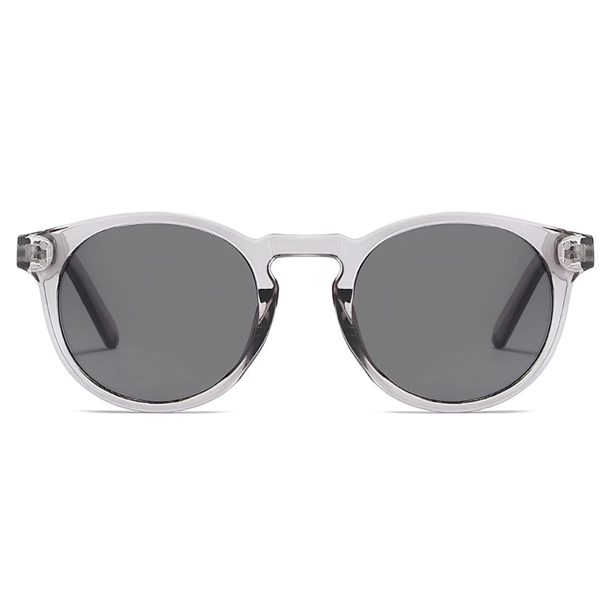 Óculos Vintage Lud – Frontal, Armação Cinza Com Lentes Cinzas